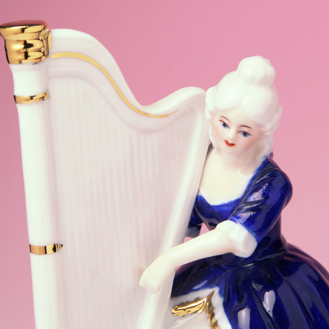 レース人形 ハープ harp 楽器のオルゴール 音楽雑貨 音楽ギフト 音楽グッズ
