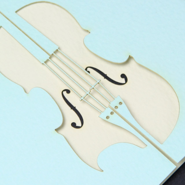 グリーティングカード ヴァイオリン 弦楽器 巧緻レーザーカット加工 文具 音楽雑貨 音楽グッズ 音楽ギフト