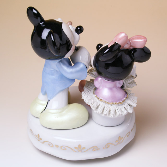 Disney ミッキー ヴァイオリン ミニー フルート オルゴール 磁器 レース人形 音楽雑貨 音楽グッズ 音楽ギフト