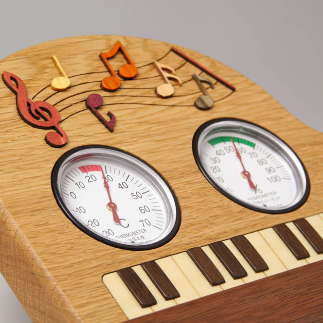 温度計 湿度計 グランドピアノ 鍵盤 ト音記号 音符 音楽雑貨 音楽ギフト 音楽グッズ
