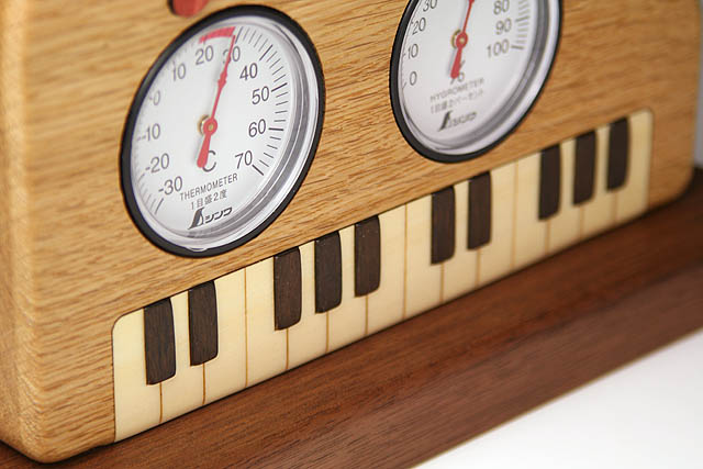 温度計 湿度計 グランドピアノ 鍵盤 ト音記号 音符 音楽雑貨 音楽ギフト 音楽グッズ