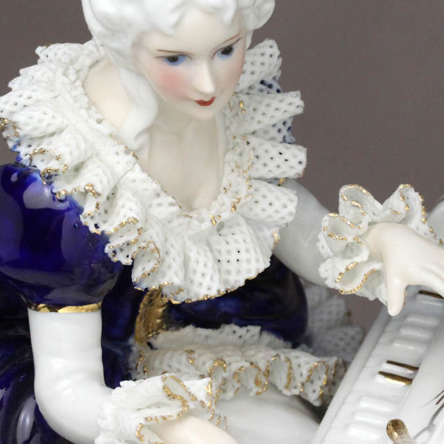 ピアノ フルート レースドール 陶器人形 音楽雑貨 音楽ギフト