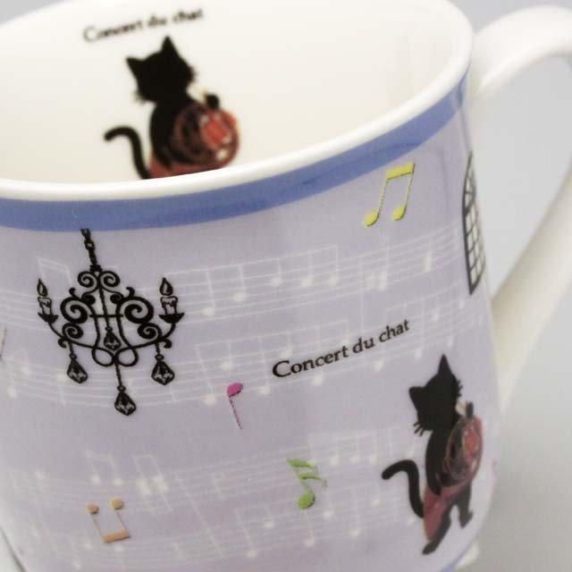 黒猫のソリスト ホルン マグカップ 音楽雑貨 音楽グッズ