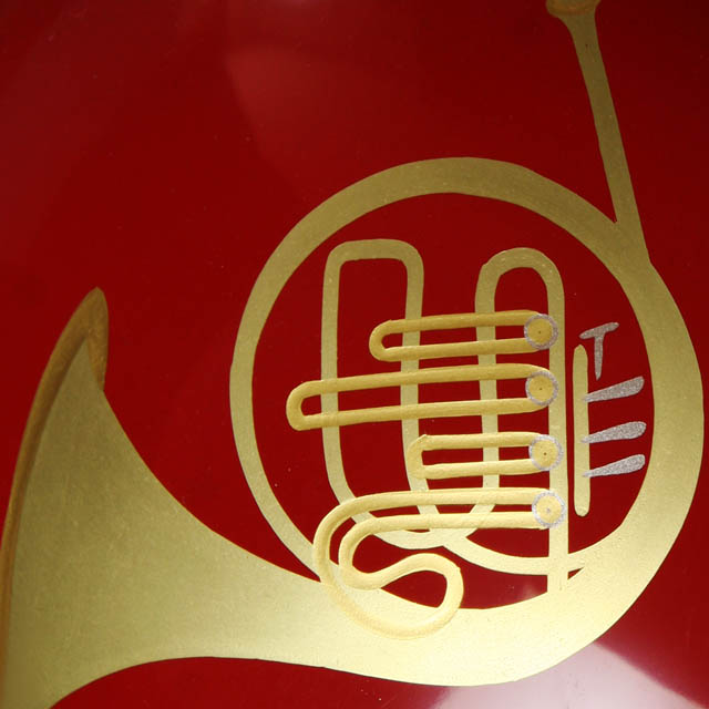 会津塗 木製朱盃 酒杯 フレンチホルン  音楽雑貨 音楽グッズ 音楽ギフト 音楽小物
