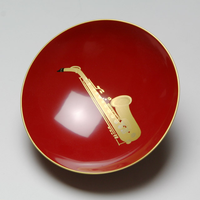 会津塗 木製朱盃 酒杯 アルトサックス  音楽雑貨 音楽グッズ 音楽ギフト 音楽小物
