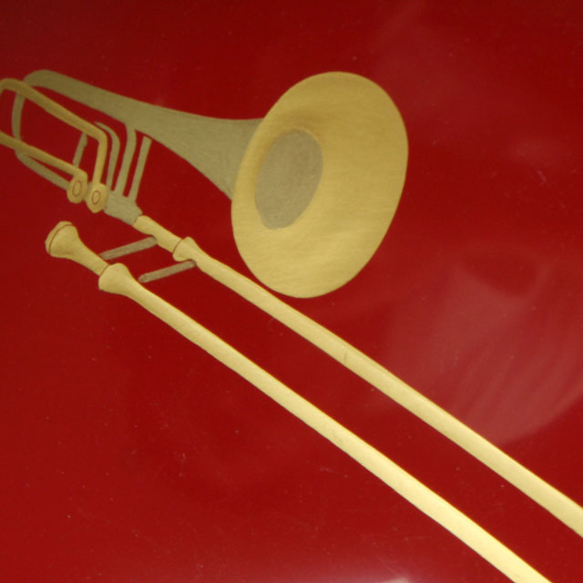 会津塗 木製朱盃 酒杯 バストロンボーン  音楽雑貨 音楽グッズ 音楽ギフト 音楽小物