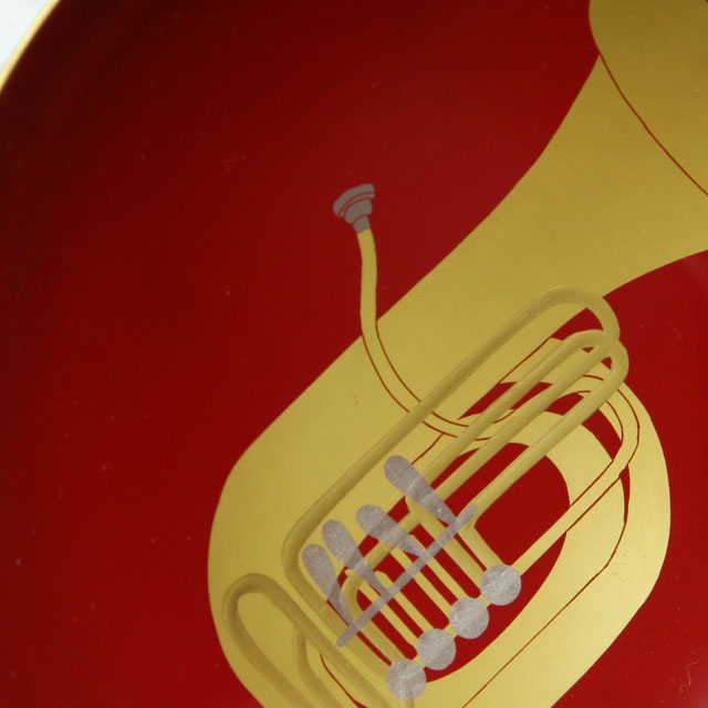 会津塗 木製朱盃 酒杯 ロータリーチューバ  音楽雑貨 音楽グッズ 音楽ギフト 音楽小物