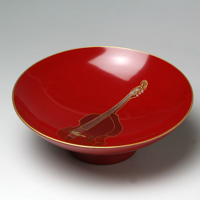 会津塗 木製朱盃 酒杯 コントラバス ダブルベース 弦楽器 音楽雑貨 音楽グッズ 音楽ギフト 音楽小物