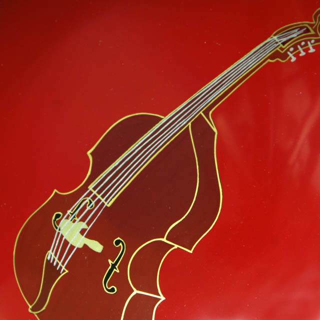 会津塗 木製朱盃 酒杯 コントラバス ダブルベース 弦楽器 音楽雑貨 音楽グッズ 音楽ギフト 音楽小物