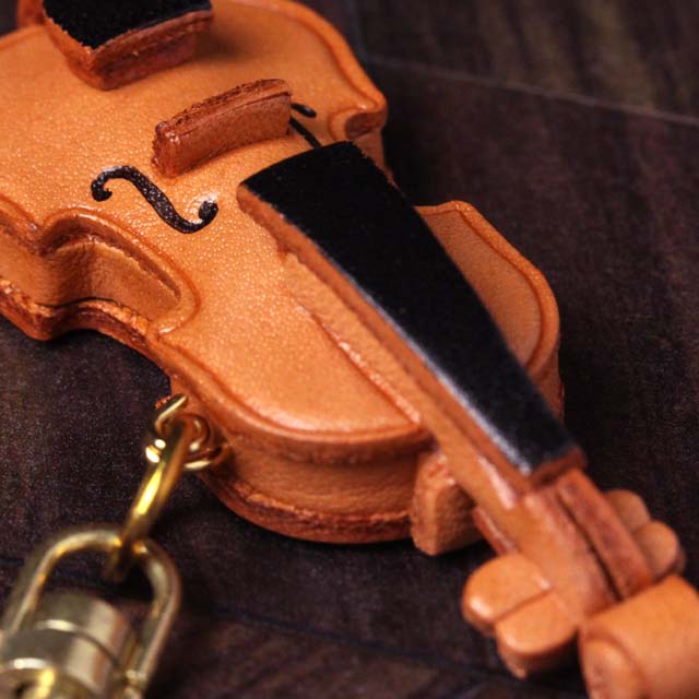本革 キーホルダー ヴァイオリン Violin 弦楽器 音楽雑貨 音楽グッズ 音楽ギフト