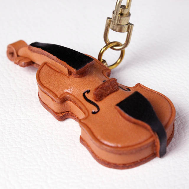 本革 キーホルダー ヴァイオリン Violin 弦楽器 音楽雑貨 音楽グッズ 音楽ギフト