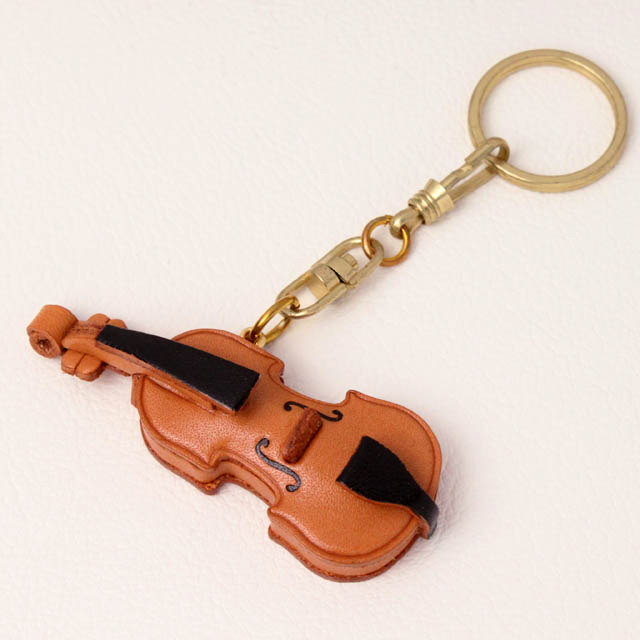 本革 キーホルダー ヴァイオリン Violin 弦楽器 音楽雑貨 音楽グッズ 音楽ギフト