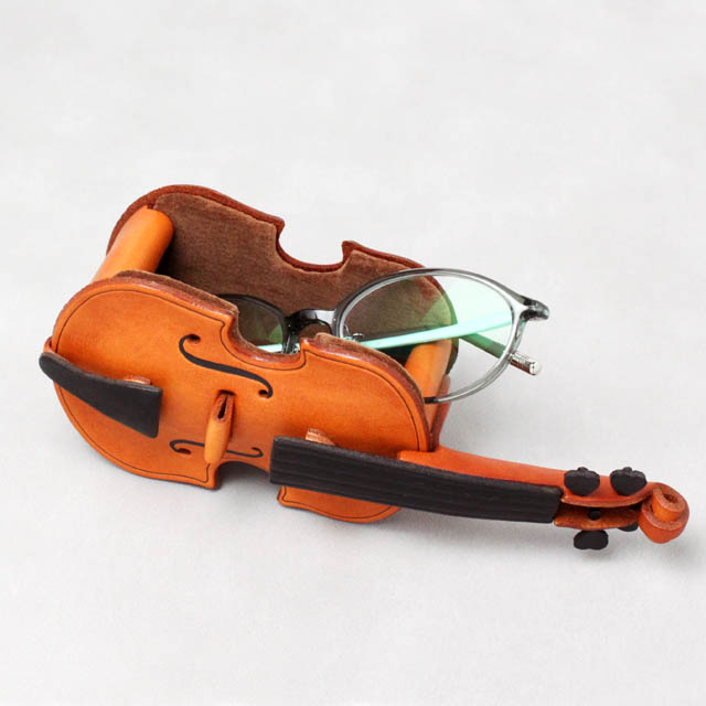 弦楽器 ヴァイオリン Violin 本革 メガネスタンド スマホスタンド 小物スタンド 音楽雑貨 音楽グッズ 音楽ギフト