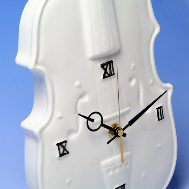 陶器製掛時計 ヴァイオリン 弦楽器 音楽雑貨 ギフト