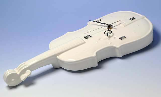 陶器製掛時計 ヴァイオリン 弦楽器 音楽雑貨 ギフト