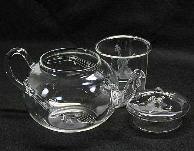 ガラスティーポット　ヴァイオリン ギフト