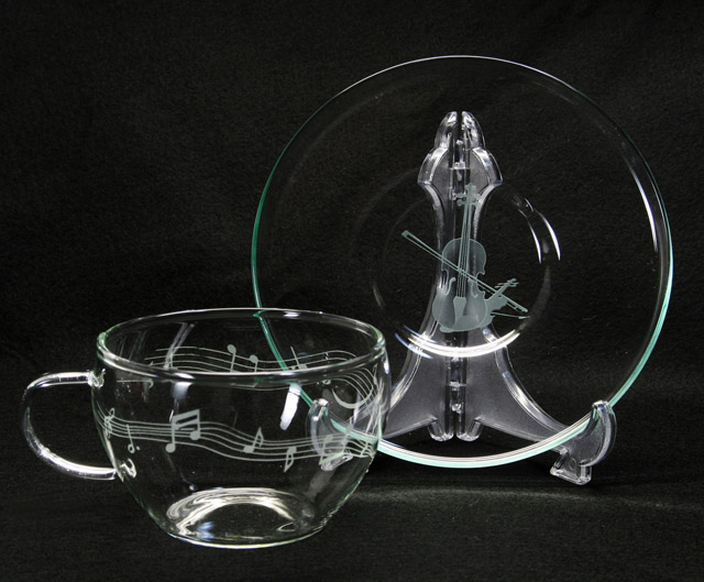 ガラスカップ＆ソーサー ヴァイオリン ギフト