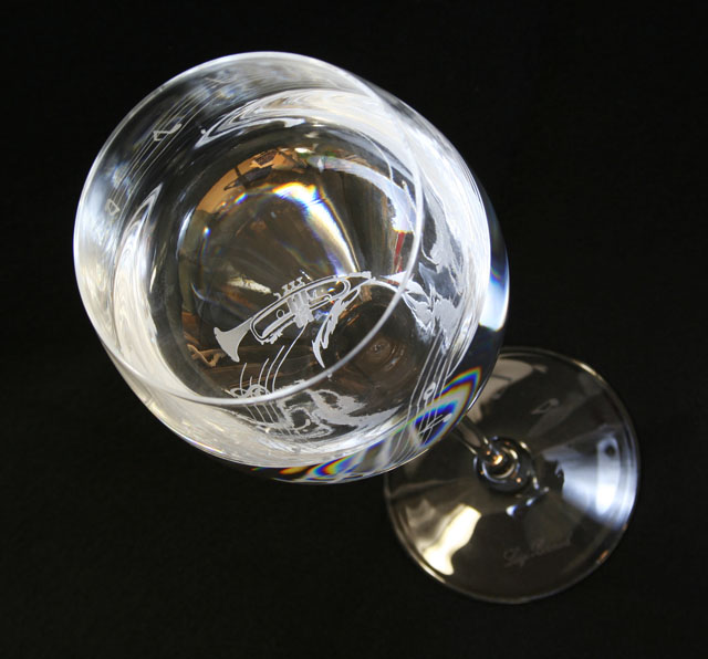 音楽雑貨 クリスタルガラス ワイングラス シャンパングラス ヴァイオリン トランペット ギフト
