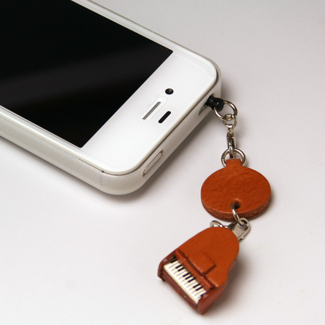 本革製 イヤホンジャックチャーム スマートフォン グランドピアノ  音楽雑貨 音楽グッズ 音楽小物