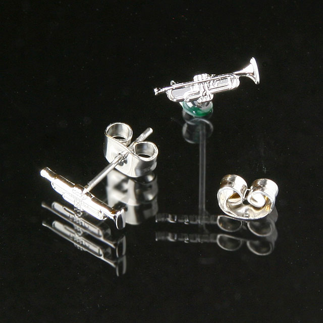 SV992 ピュアシルバー ミニピアス トランペット 音楽雑貨