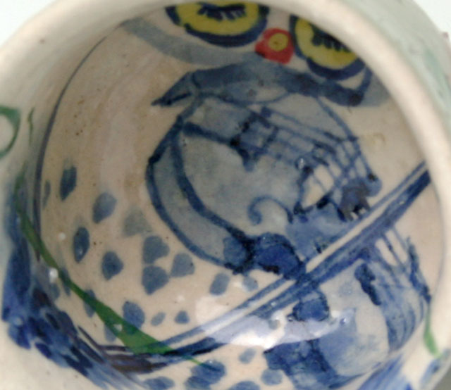 九谷焼 ふくろう ぐい呑み ヴァイオリン 弦楽器 音楽雑貨 音楽グッズ 音楽ギフト 上田さかえ