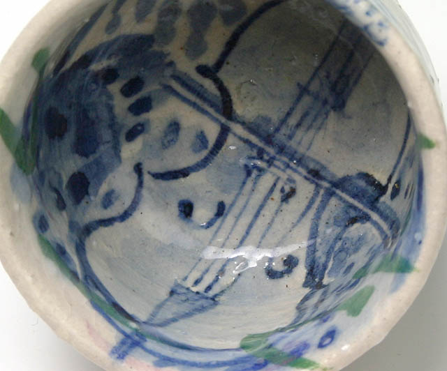 九谷焼 ふくろう ぐい呑み チェロ 弦楽器 音楽雑貨 音楽グッズ 音楽ギフト 上田さかえ