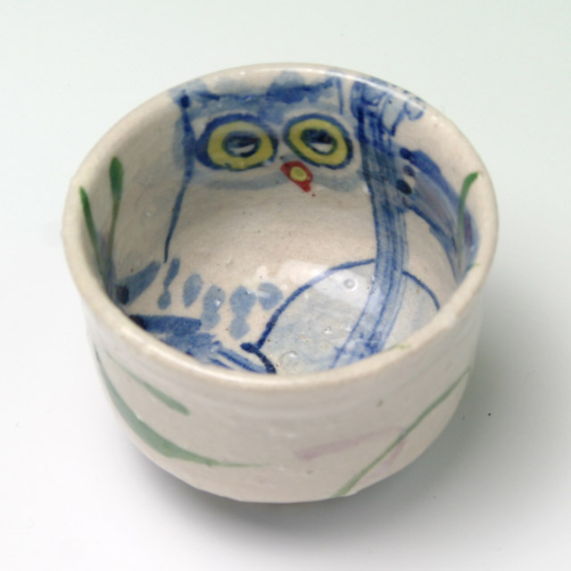 九谷焼 ふくろう ぐい呑み チェロ 弦楽器 音楽雑貨 音楽グッズ 音楽ギフト 上田さかえ