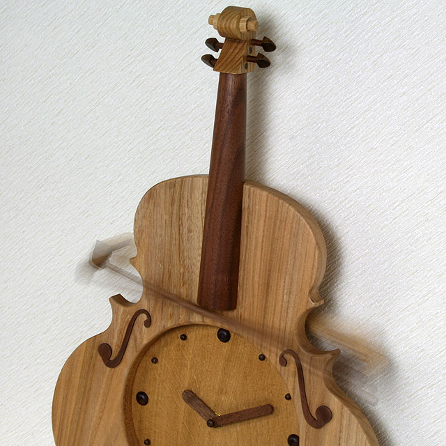 ヴァイオリン 弦楽器 振り子時計 掛け時計 銘木 音楽雑貨 音楽グッズ 音楽ギフト 楽器グッズ