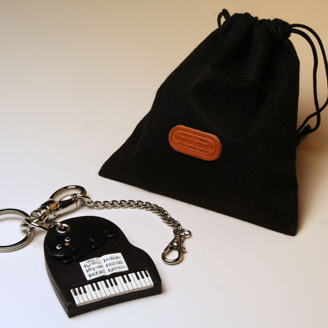 グランドピアノ 鍵盤 本革製 バッグチャーム 音楽雑貨 音楽グッズ 音楽ギフト 楽器グッズ