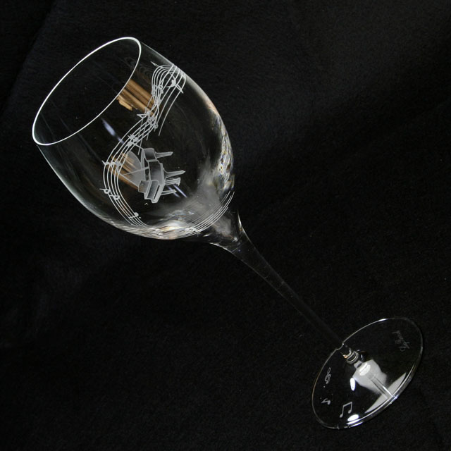 クリスタル ワイングラス グランドピアノ 音符 楽譜 音楽雑貨 音楽グッズ 音楽ギフト