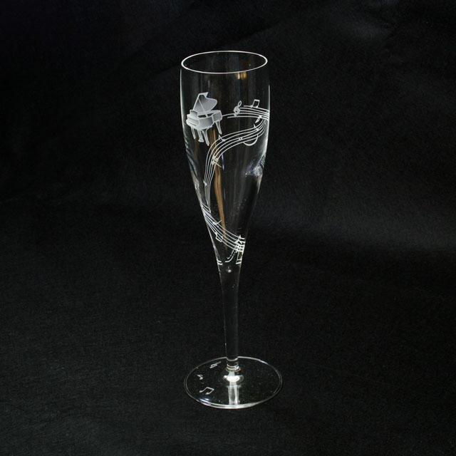 クリスタル シャンパングラス グランドピアノ 音符 楽譜 音楽雑貨 音楽グッズ 音楽ギフト