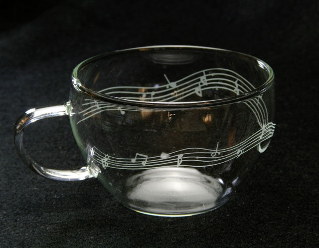 クリスタル 耐熱 グラスカップ ソーサー グランドピアノ 音符 楽譜 音楽雑貨 音楽グッズ 音楽ギフト