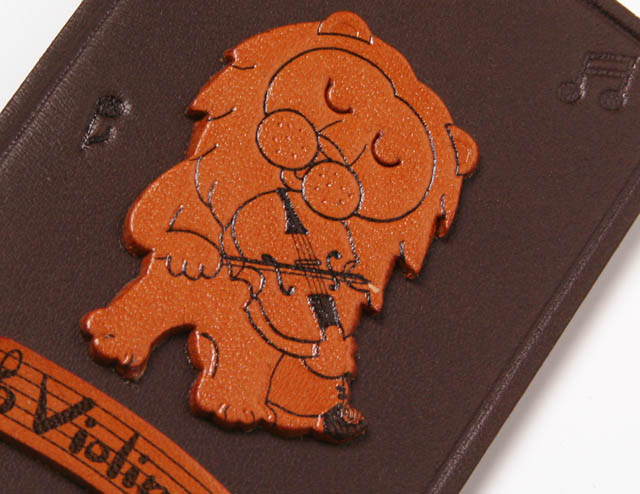 本革 パスケース 定期入れ ヴァイオリン 弦楽器 ライオン 音楽雑貨 音楽ギフト 音楽グッズ