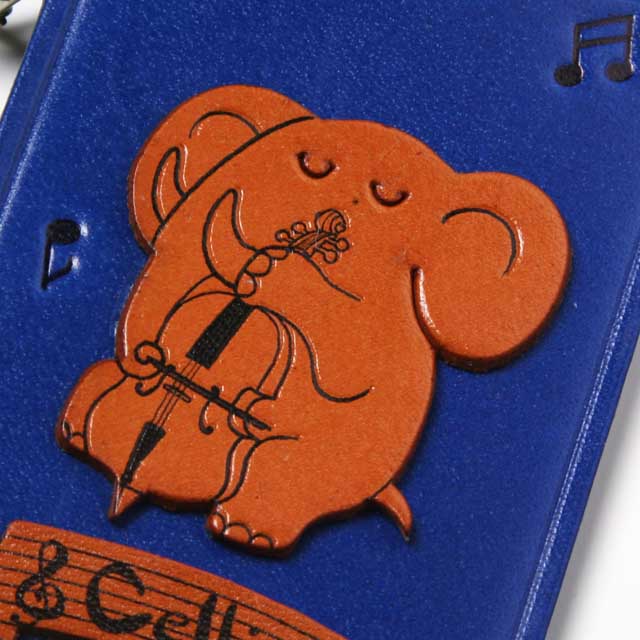 本革 パスケース 定期入れ チェロ 弦楽器 ゾウ 音楽雑貨 音楽ギフト 音楽グッズ