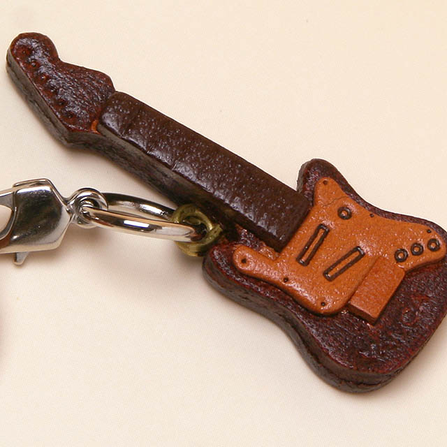本革製携帯ストラップ エレキギター Guitar 音楽雑貨 音楽小物 音楽ギフト 音楽グッズ
