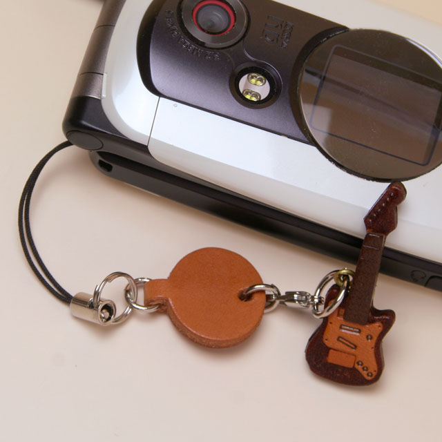 本革製携帯ストラップ エレキギター Guitar 音楽雑貨 音楽小物 音楽ギフト 音楽グッズ