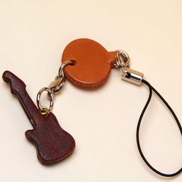 本革製携帯ストラップ エレキギター Guitar 音楽雑貨 音楽小物 音楽ギフト 音楽グッズ