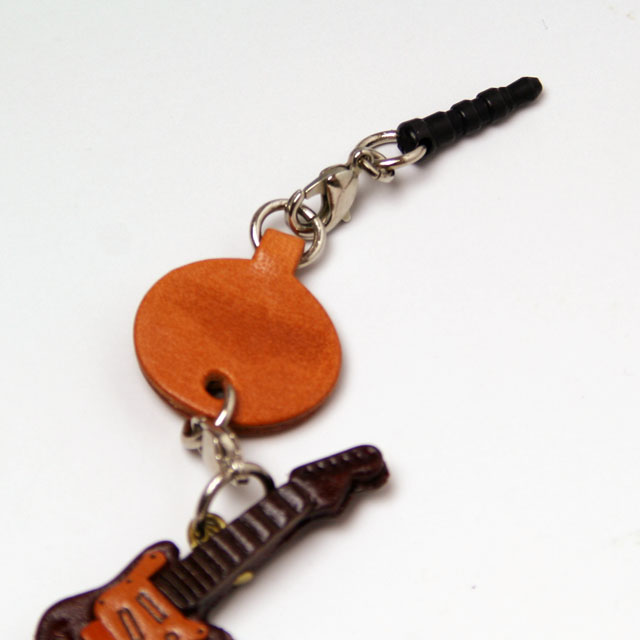 本革製 携帯/スマホチャーム エレキギター 409288 音楽雑貨