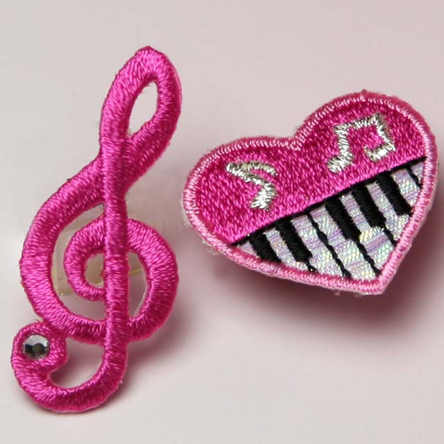 音楽アップリケ ハート ピアノ鍵盤 ト音記号 楽譜 音符 音楽雑貨 音楽グッズ 音楽ギフト