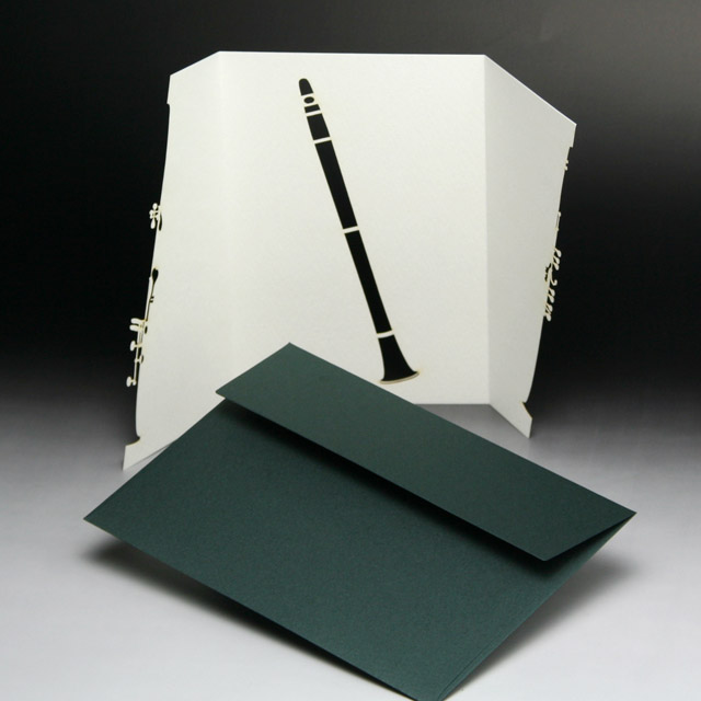 グリーティングカード クラリネット 巧緻レーザーカット加工 文具 音楽雑貨 音楽グッズ 音楽ギフト