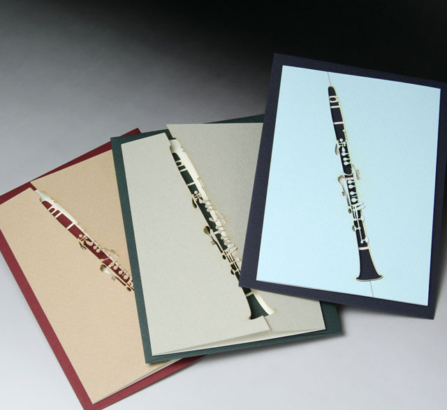 グリーティングカード クラリネット 巧緻レーザーカット加工 文具 音楽雑貨 音楽グッズ 音楽ギフト