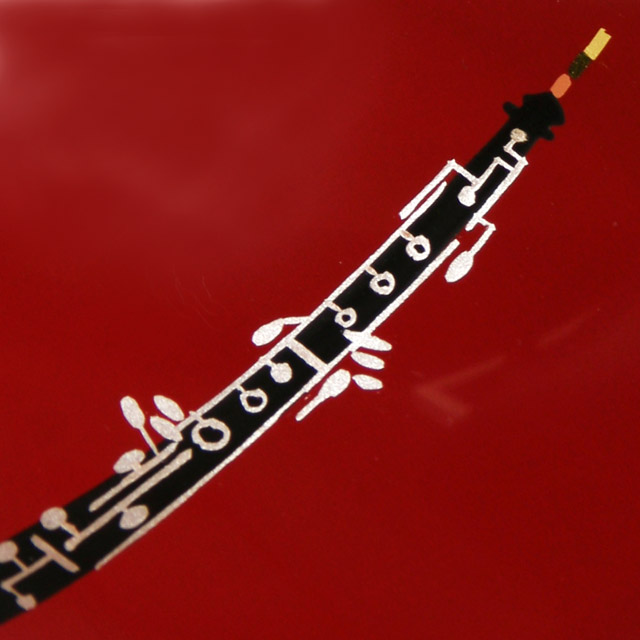 会津塗 木製朱盃 酒杯 オーボエ ダブルリード 音楽雑貨 音楽グッズ 音楽ギフト 音楽小物