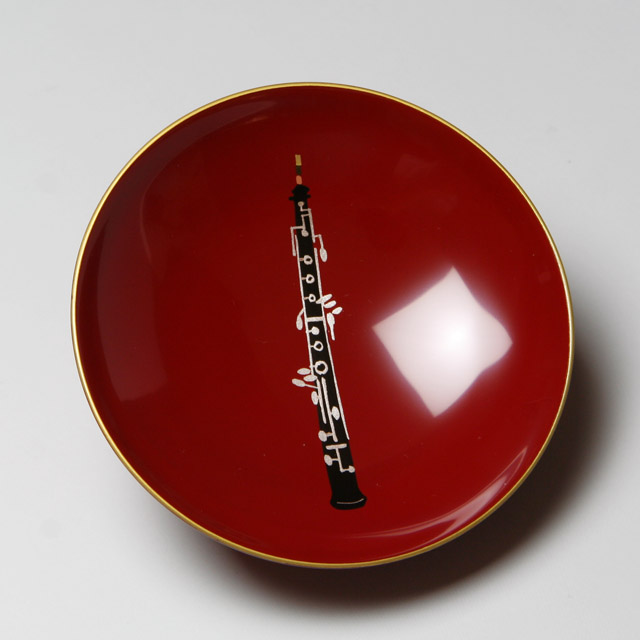 会津塗 木製朱盃 酒杯 オーボエ ダブルリード 音楽雑貨 音楽グッズ 音楽ギフト 音楽小物