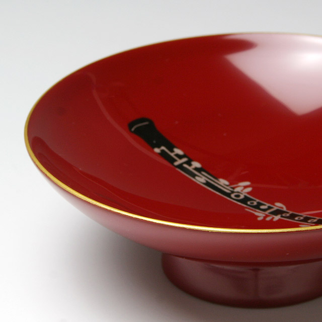 会津塗 木製朱盃 酒杯 オーボエ ダブルリード 音楽雑貨 音楽グッズ 音楽ギフト 音楽小物