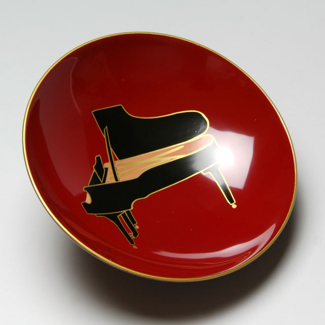 会津塗 木製朱盃 酒杯 グランドピアノ 鍵盤 音楽雑貨 音楽グッズ 音楽ギフト 音楽小物