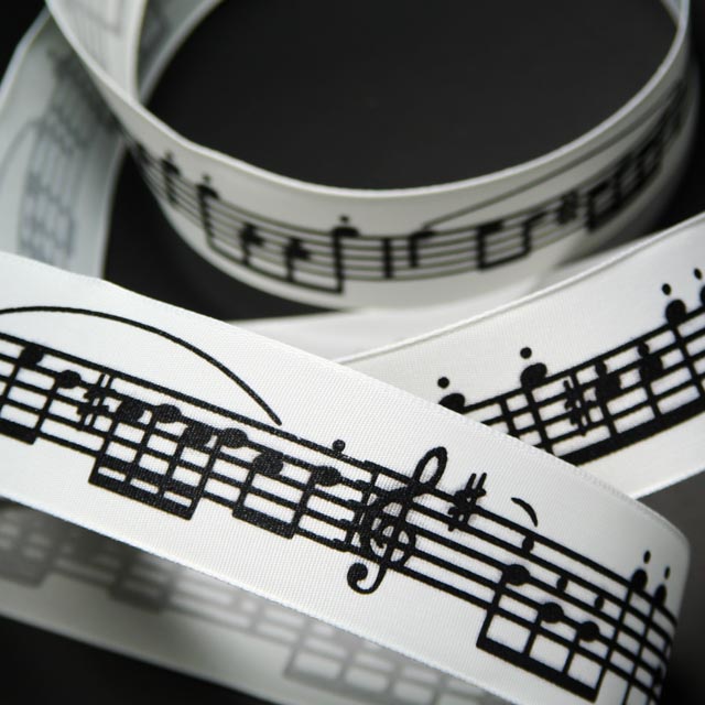 Wired Ribbon ワイヤーリボン 楽譜 音符 ト音記号 音楽雑貨 音楽小物 音楽グッズ