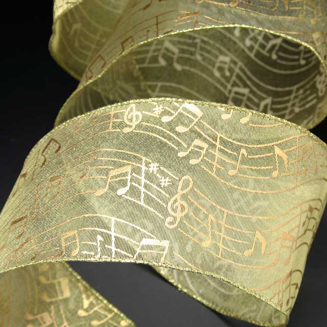 Wired Ribbon ワイヤーリボン 楽譜 音符 ト音記号 音楽雑貨 音楽小物 音楽グッズ