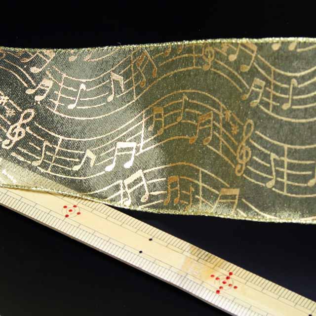Wired Ribbon ワイヤーリボン 楽譜 音符 ト音記号 音楽雑貨 音楽小物 音楽グッズ
