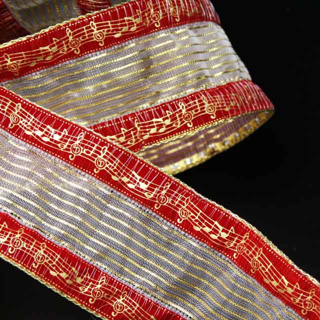 Wired Ribbon ワイヤーリボン 楽譜 音符 ト音記号 音楽雑貨 音楽小物 音楽グッズ