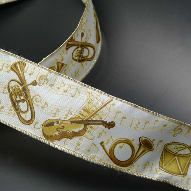 Wired Ribbon ワイヤーリボン 楽譜 ヴァイオリン ナチュラルホルン ユーフォニアム ドラム 音楽雑貨 音楽小物 音楽グッズ
